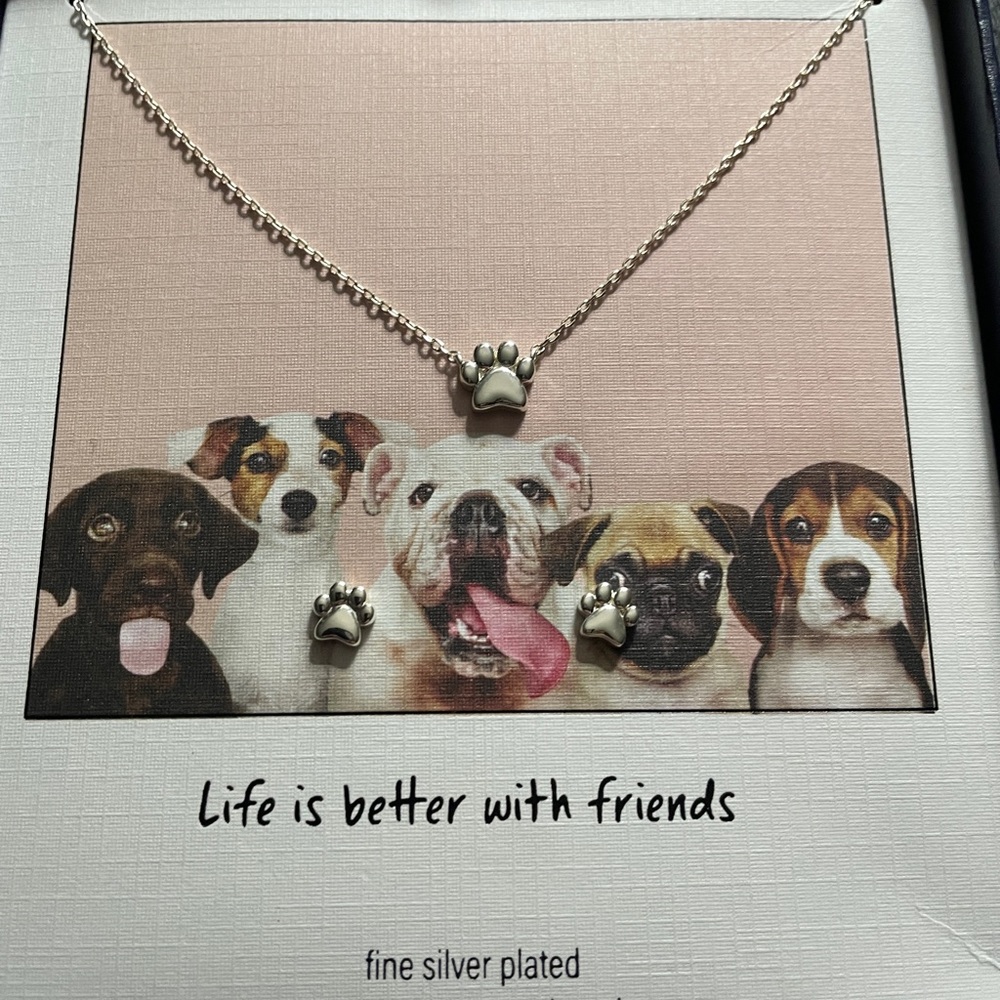 DOG PAW Necklace and Earring set